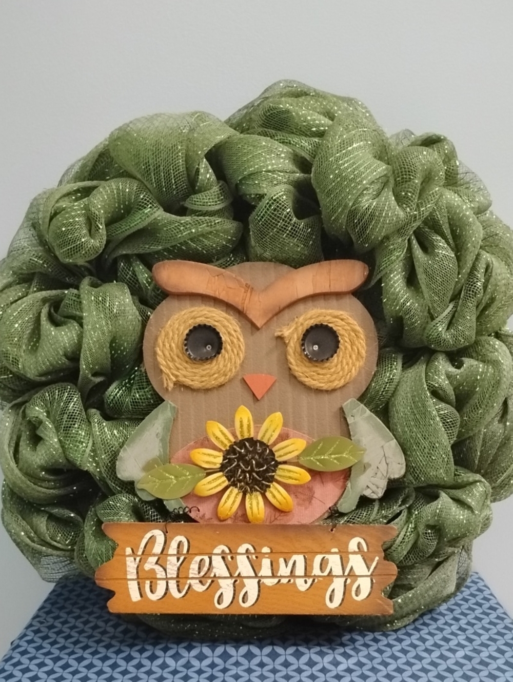 NWT Beautiful 💚 Handmade Green Mesh Wreath Accent By Heidi Morris
